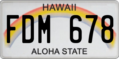 HI license plate FDM678