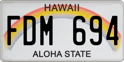 HI license plate FDM694