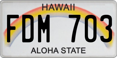 HI license plate FDM703