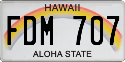 HI license plate FDM707
