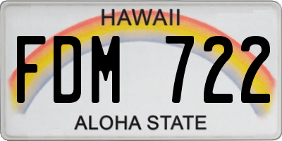 HI license plate FDM722