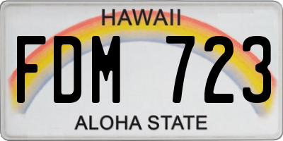 HI license plate FDM723