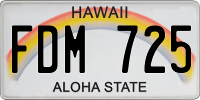 HI license plate FDM725