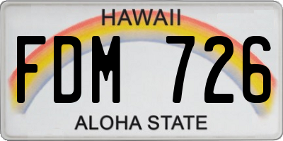 HI license plate FDM726