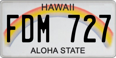 HI license plate FDM727