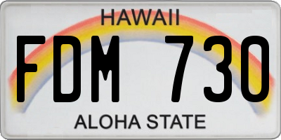 HI license plate FDM730