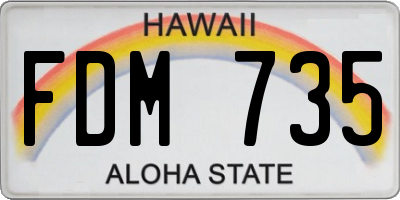 HI license plate FDM735