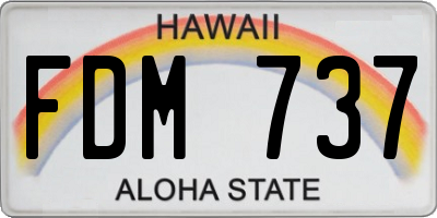 HI license plate FDM737