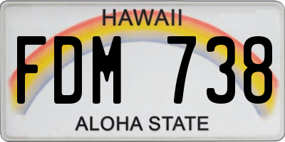 HI license plate FDM738