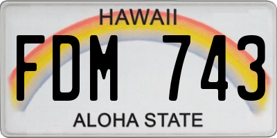 HI license plate FDM743