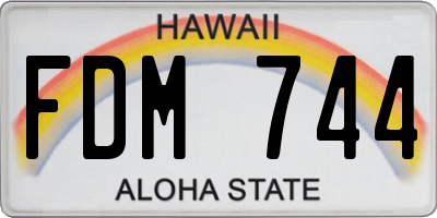 HI license plate FDM744
