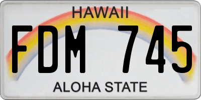 HI license plate FDM745