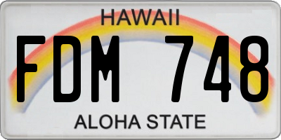 HI license plate FDM748