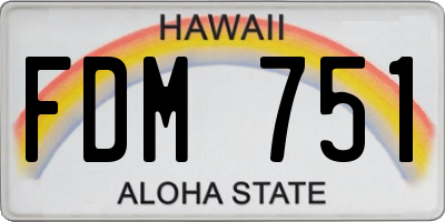 HI license plate FDM751