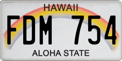 HI license plate FDM754