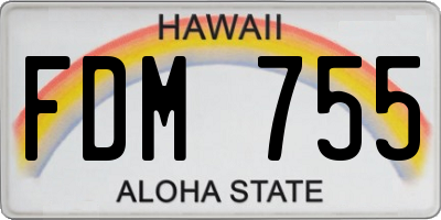 HI license plate FDM755