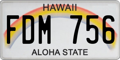HI license plate FDM756