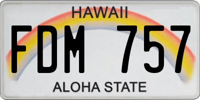 HI license plate FDM757