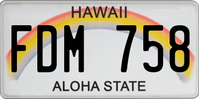 HI license plate FDM758