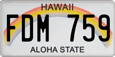 HI license plate FDM759