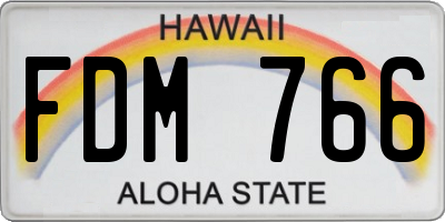 HI license plate FDM766