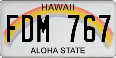 HI license plate FDM767