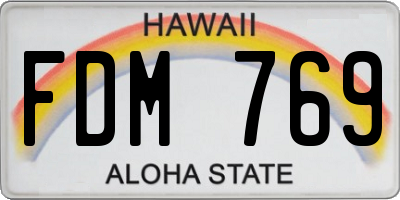 HI license plate FDM769