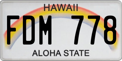 HI license plate FDM778