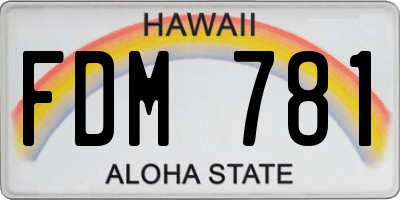 HI license plate FDM781