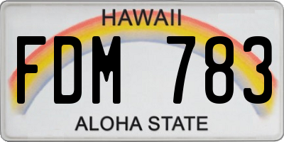 HI license plate FDM783