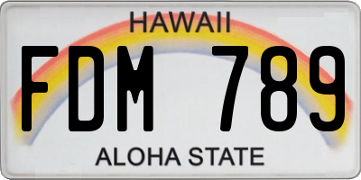 HI license plate FDM789