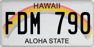 HI license plate FDM790