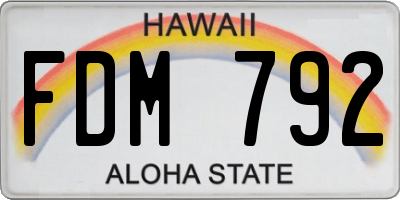 HI license plate FDM792