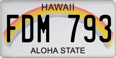 HI license plate FDM793