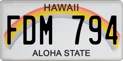 HI license plate FDM794