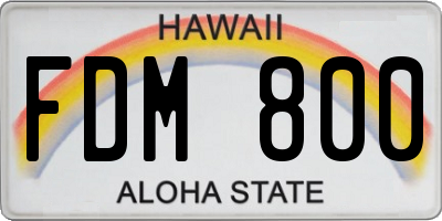 HI license plate FDM800