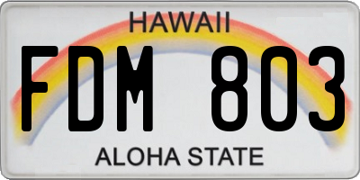 HI license plate FDM803