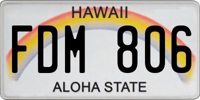 HI license plate FDM806