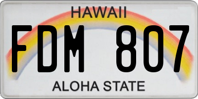 HI license plate FDM807