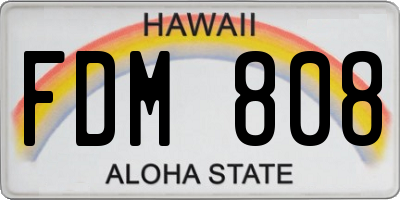 HI license plate FDM808