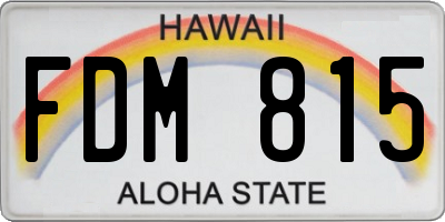 HI license plate FDM815