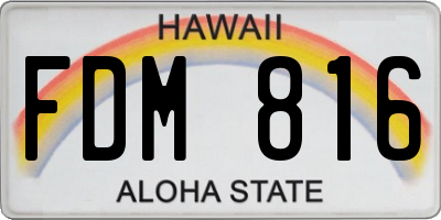 HI license plate FDM816