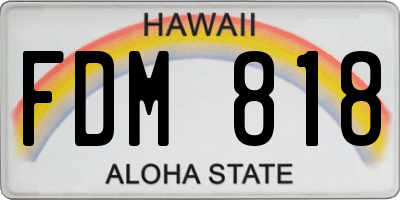 HI license plate FDM818