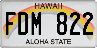 HI license plate FDM822