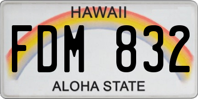 HI license plate FDM832