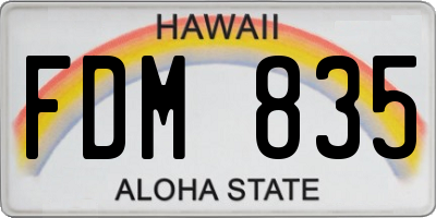 HI license plate FDM835