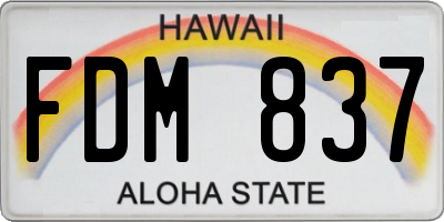 HI license plate FDM837