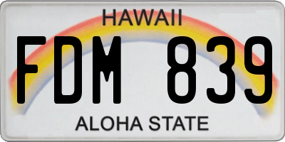 HI license plate FDM839