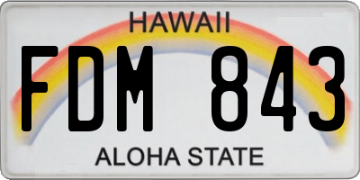 HI license plate FDM843