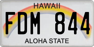 HI license plate FDM844